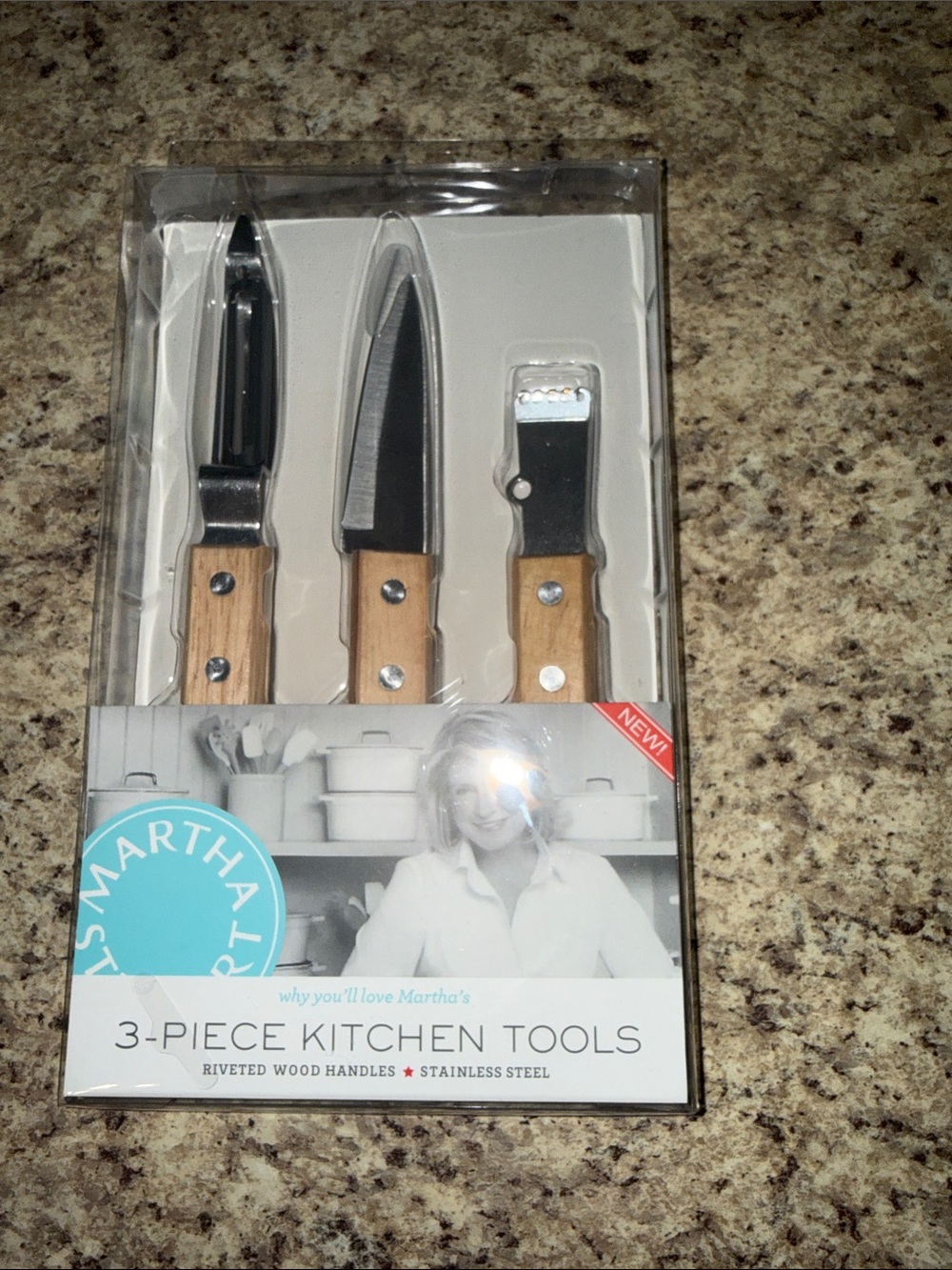 Martha Stewart 3-Piece Kitchen Tools Set - Natural Wood Handles